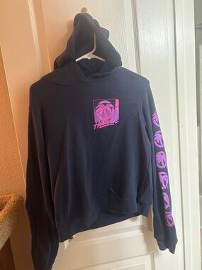 Hurley Navy Hoodie with Pink Palm Graphic